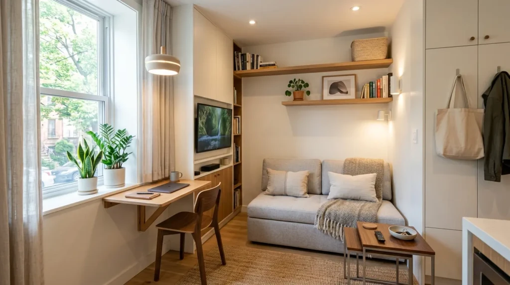 very small living room ideas with compact furniture and smart space saving solutions