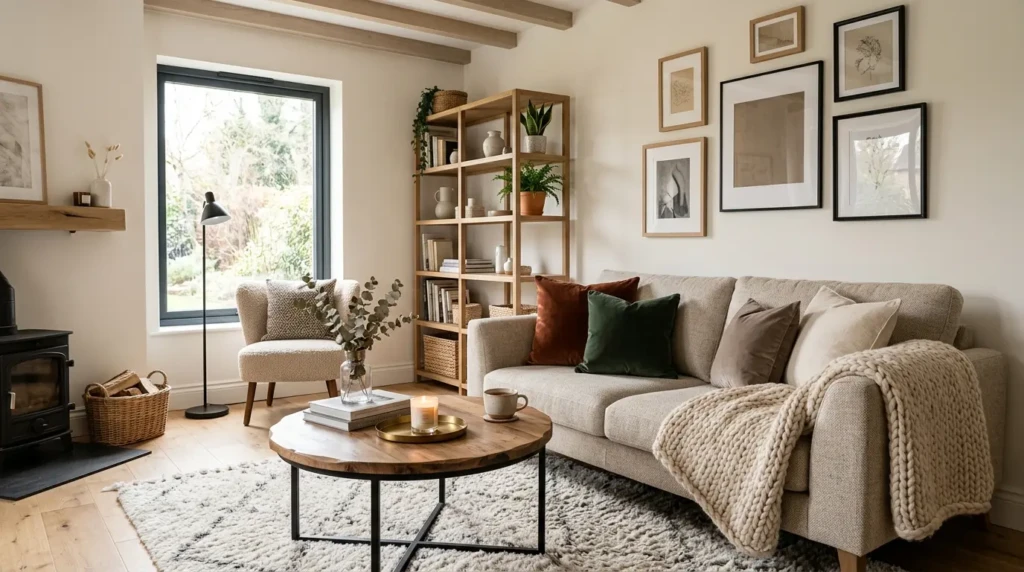 compact small living room dining room combo with sofa area dining table and cohesive modern layout