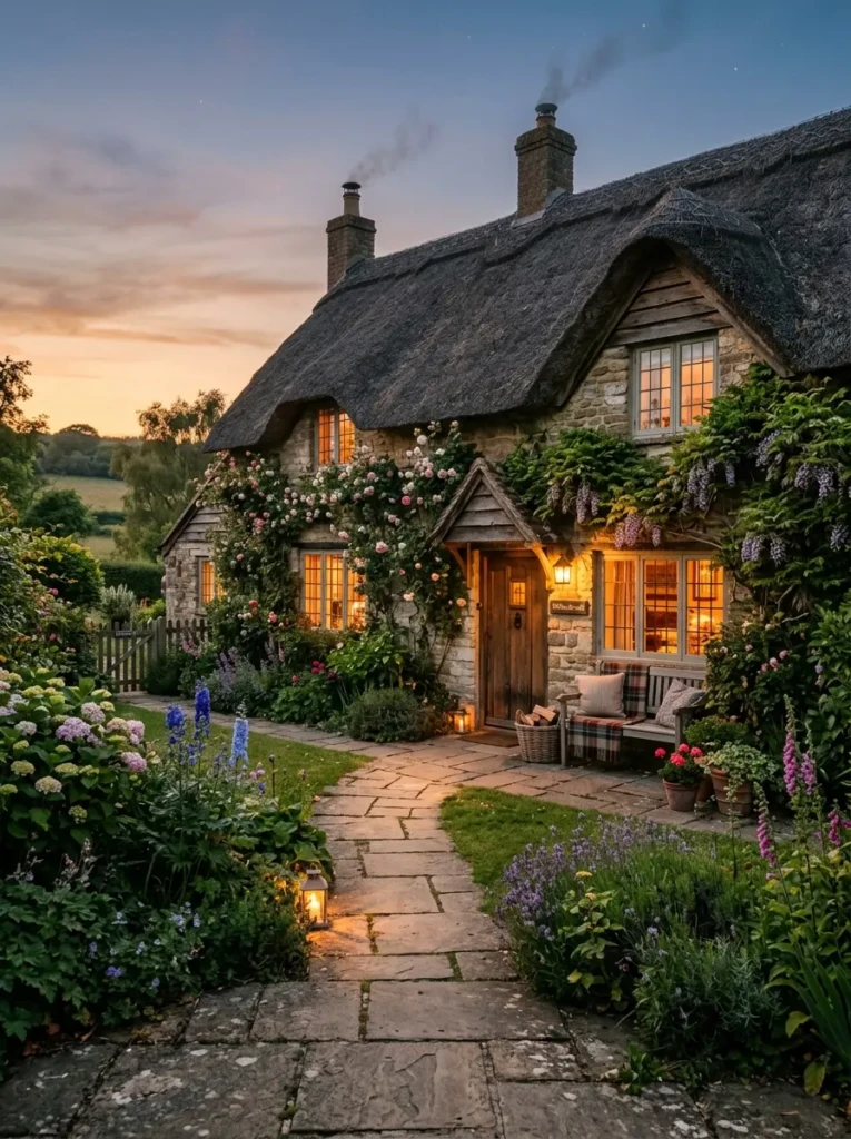 Fully styled cottage home with soft textures, neutral tones, and cozy ambiance