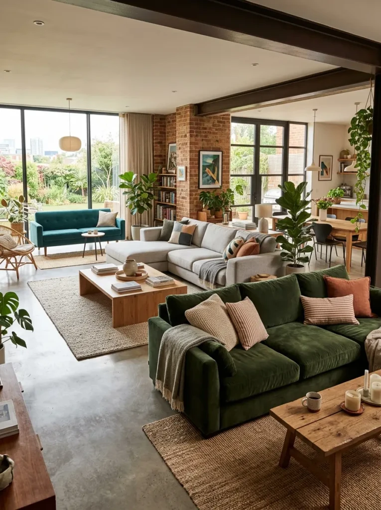 Stylish living room featuring deep lounge sofa, sectional seating, and flexible couch arrangement inspiration.