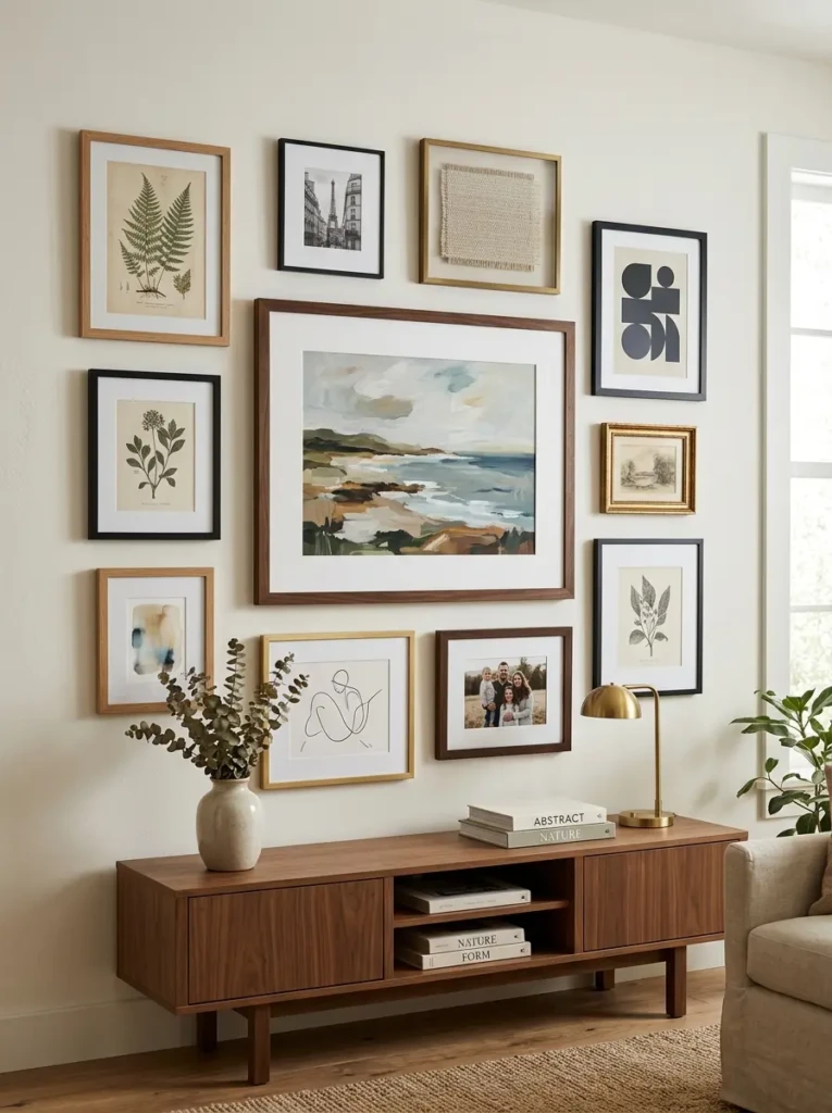 A structured album cover arrangement with slight variations in frames for a unique touch.