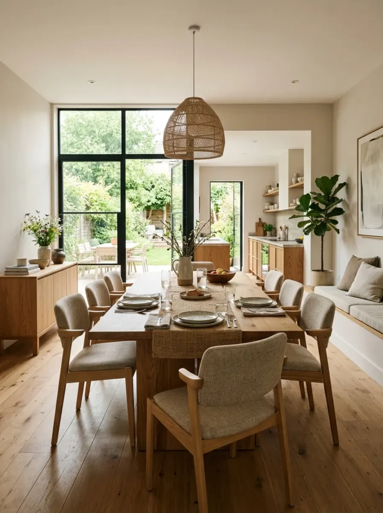 Beautiful dining space designed with durable materials, comfort, and effortless elegance