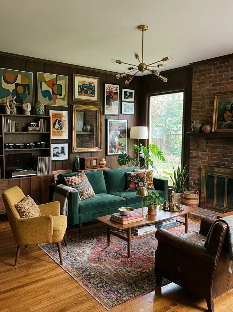 Antique accents and modern furnishings create a collected look.