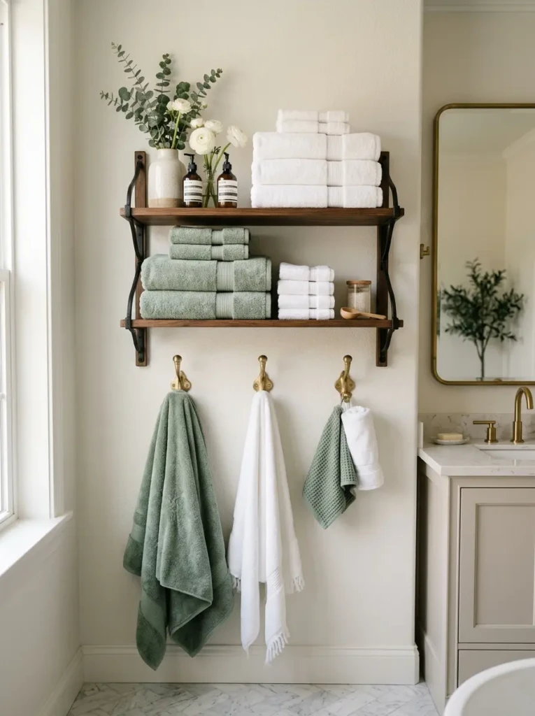 Neatly folded towels in coordinated colors creating a polished look