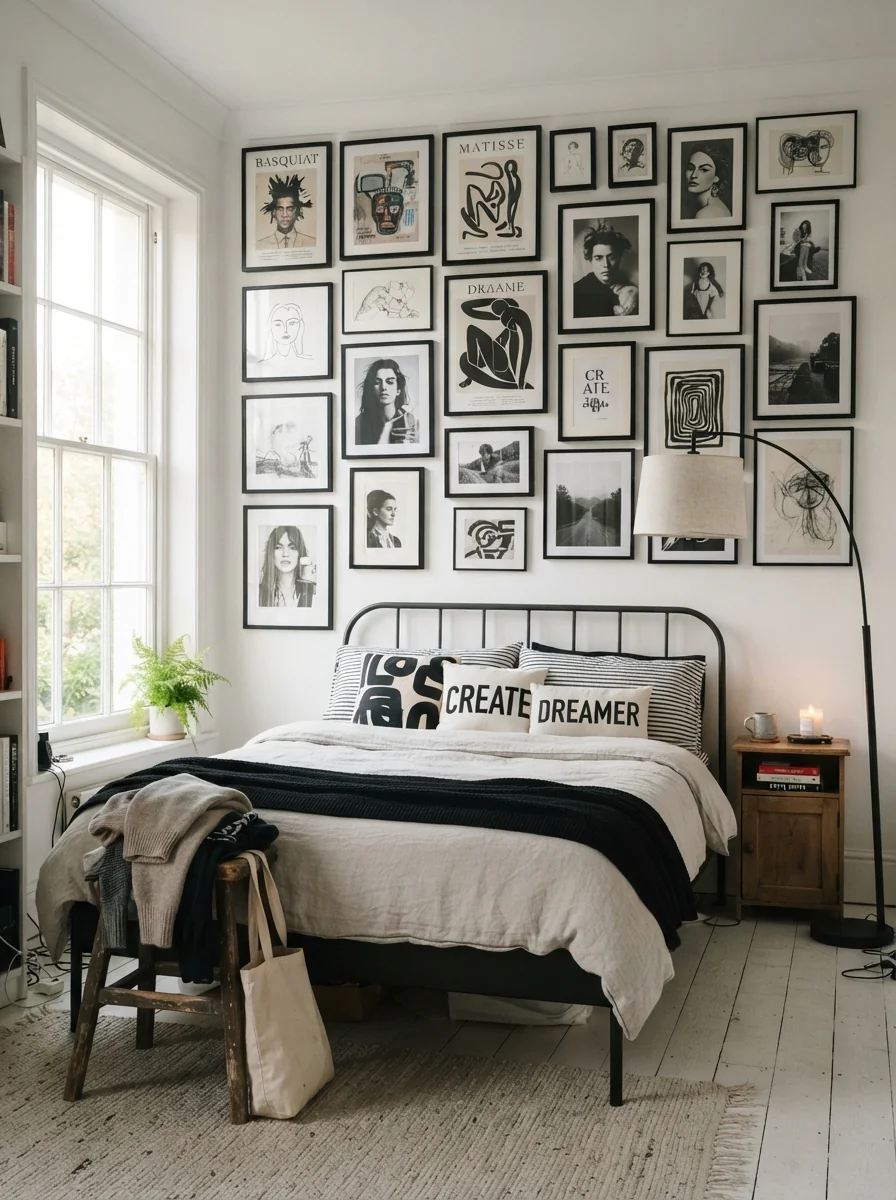 8. Artistic Gallery Bedroom Full of Character
