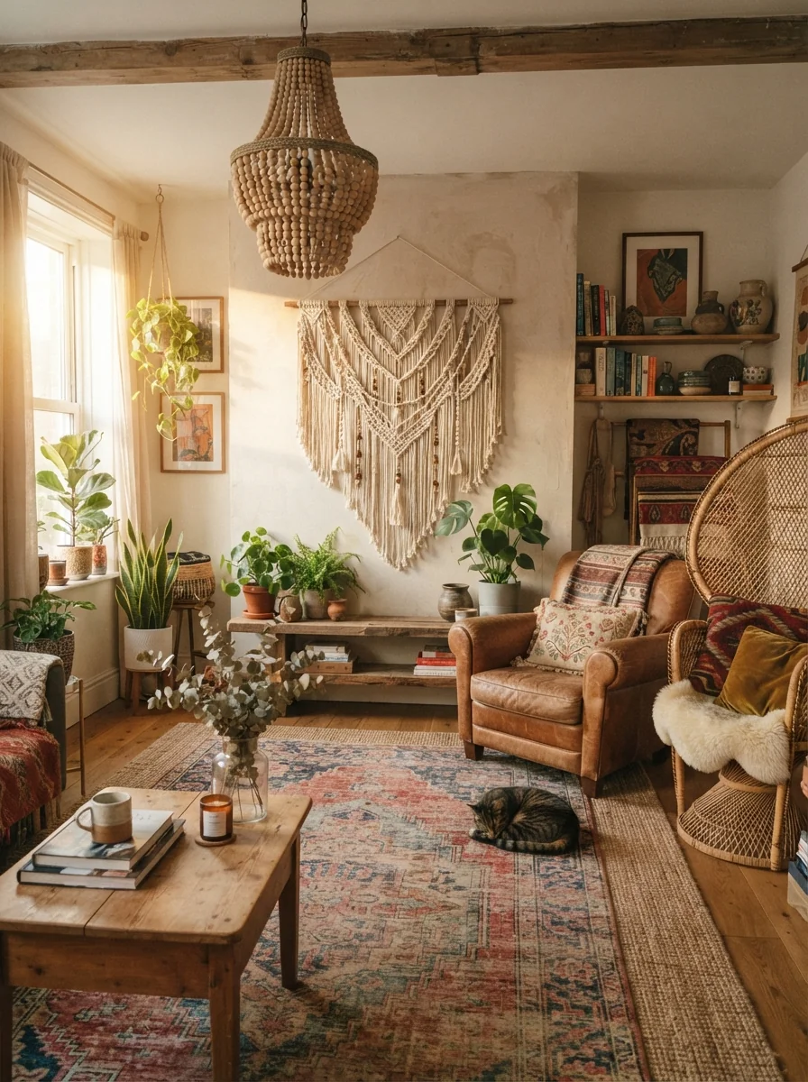 8. Boho Chic Escape With Layered Textiles