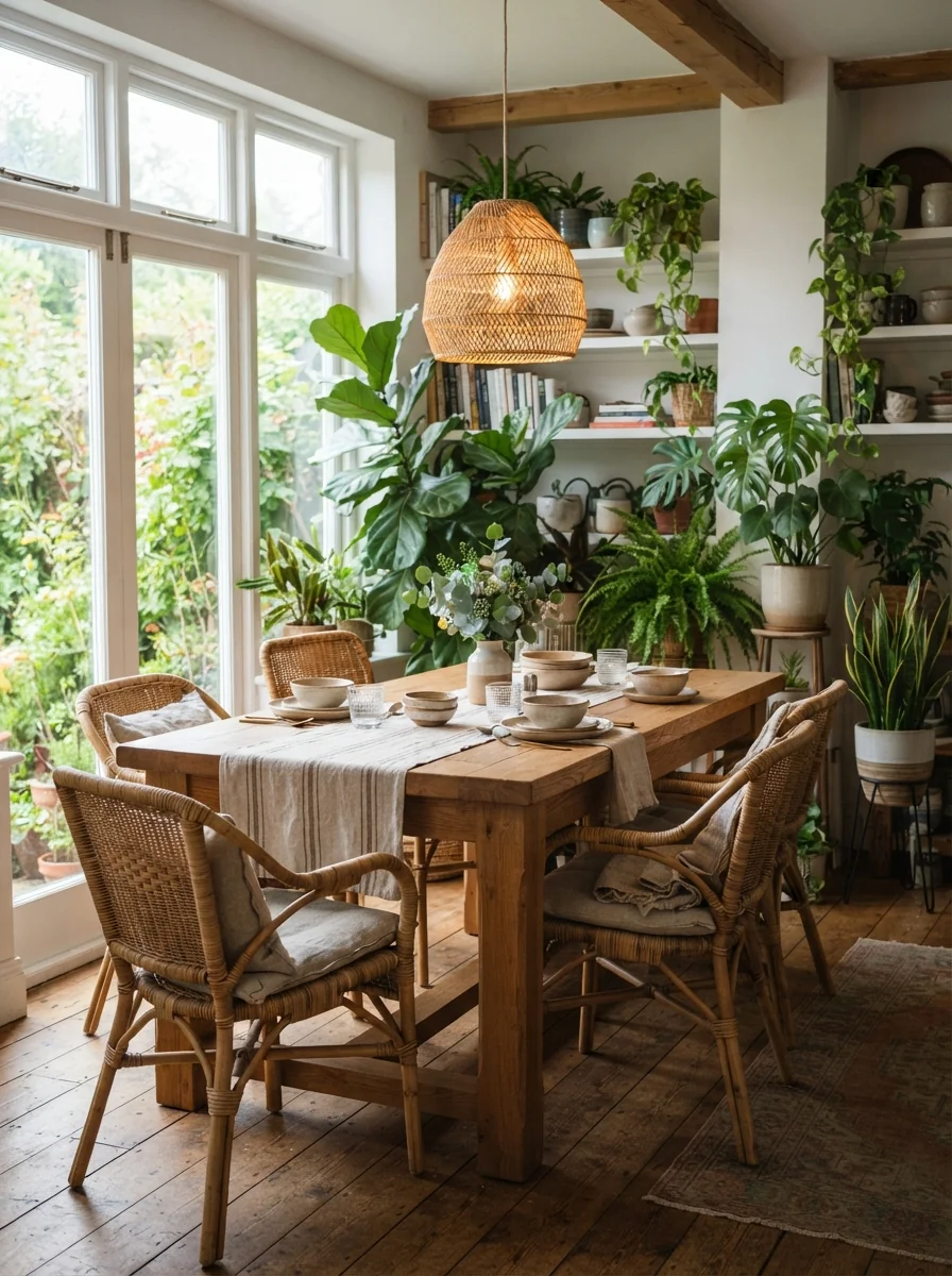 4. Botanical Dining Room Filled With Greenery