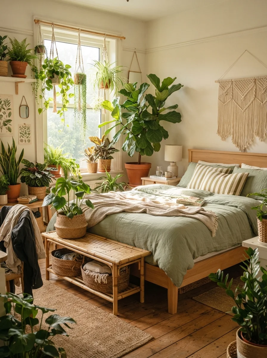 2. Botanical Garden Bedroom Filled With Fresh Greenery
