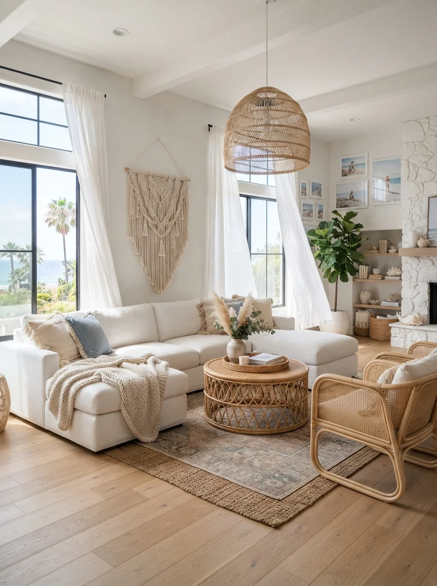 3. Bright Coastal Boho Escape