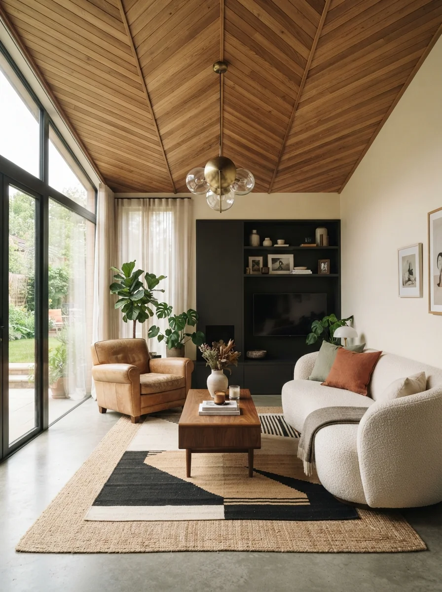 7. Chevron Wood Ceiling With Contemporary Geometry