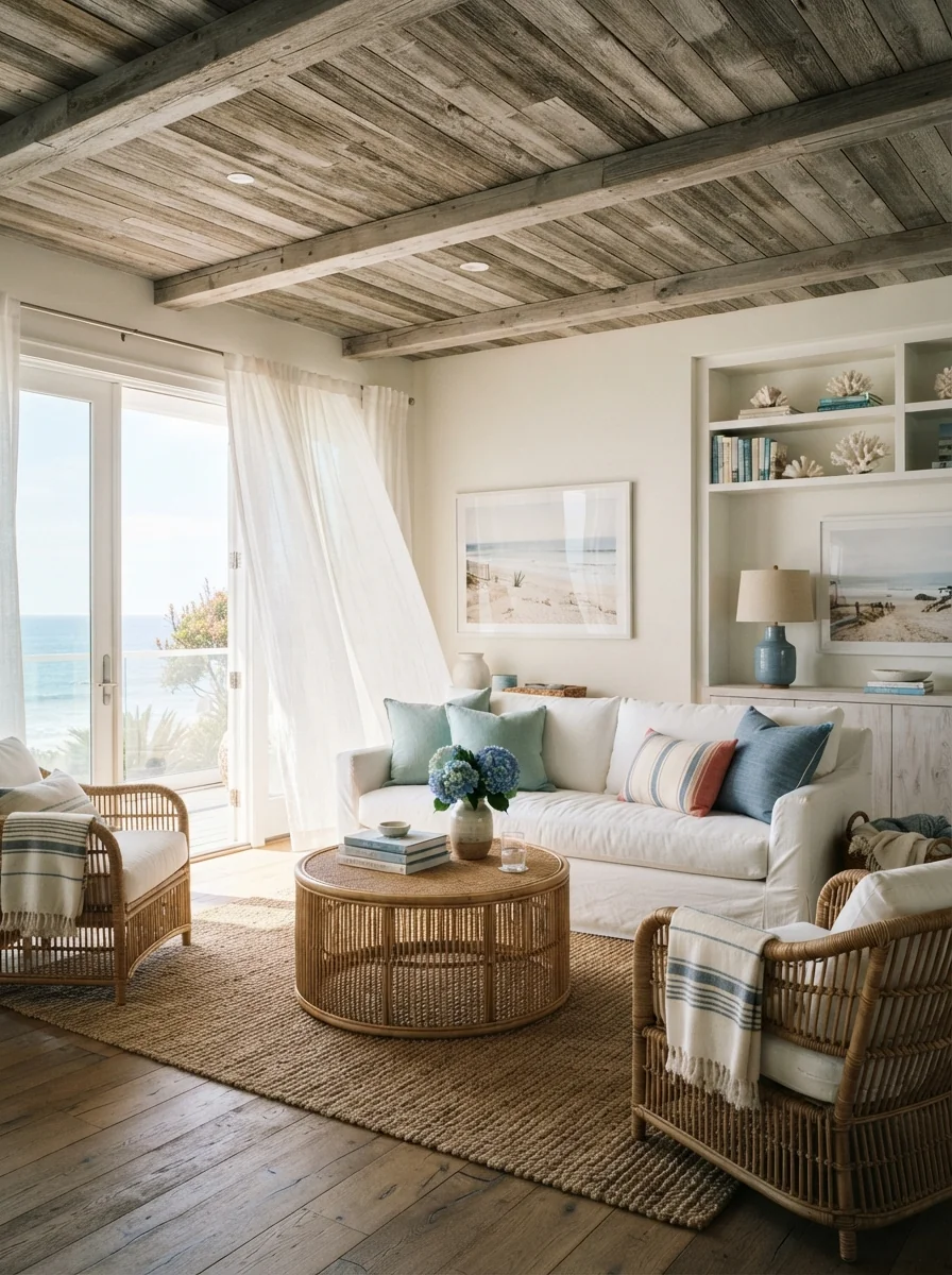 6. Coastal Driftwood Ceiling Escape