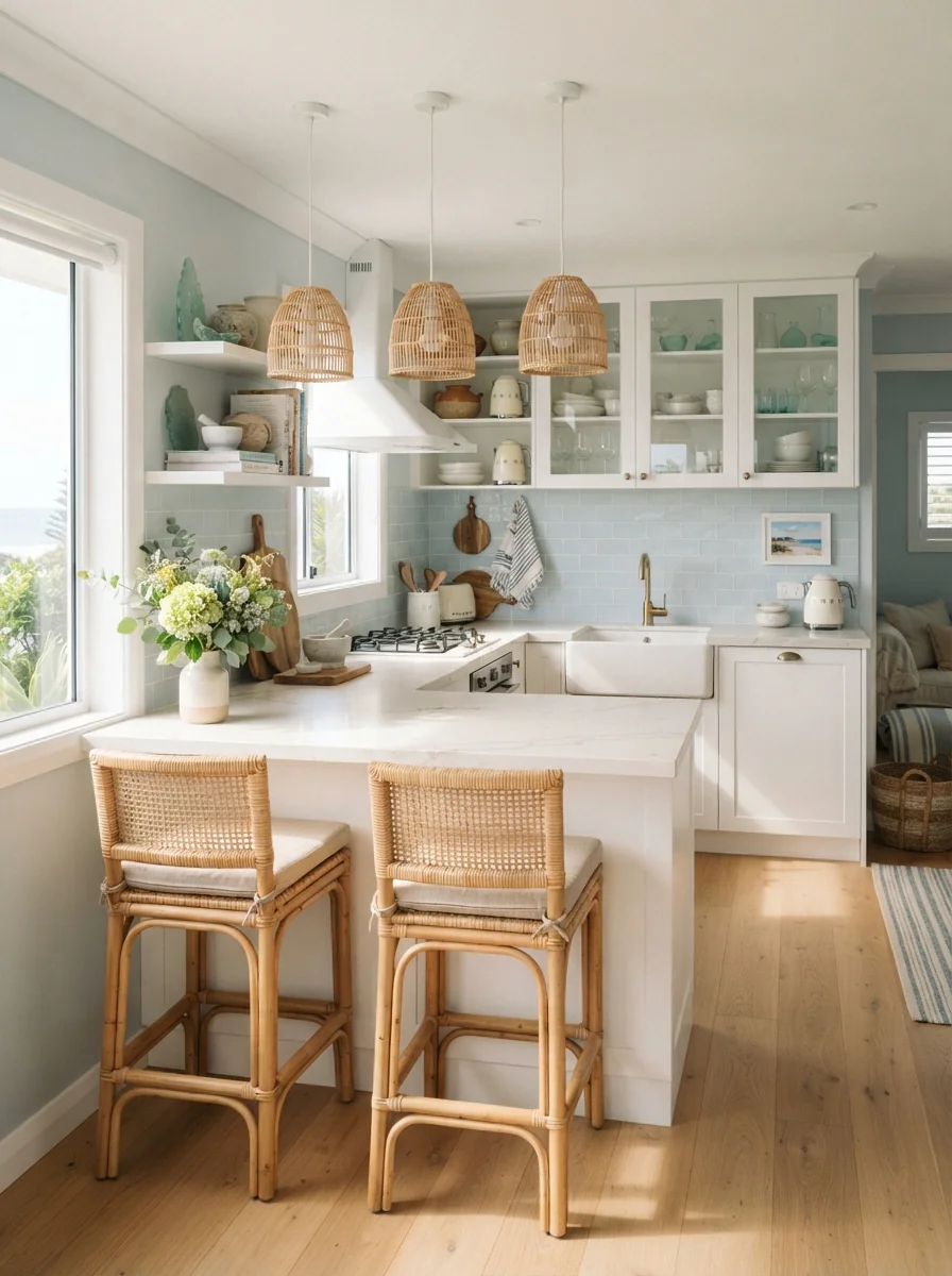 7. Coastal Kitchen With Fresh Breezy Vibes