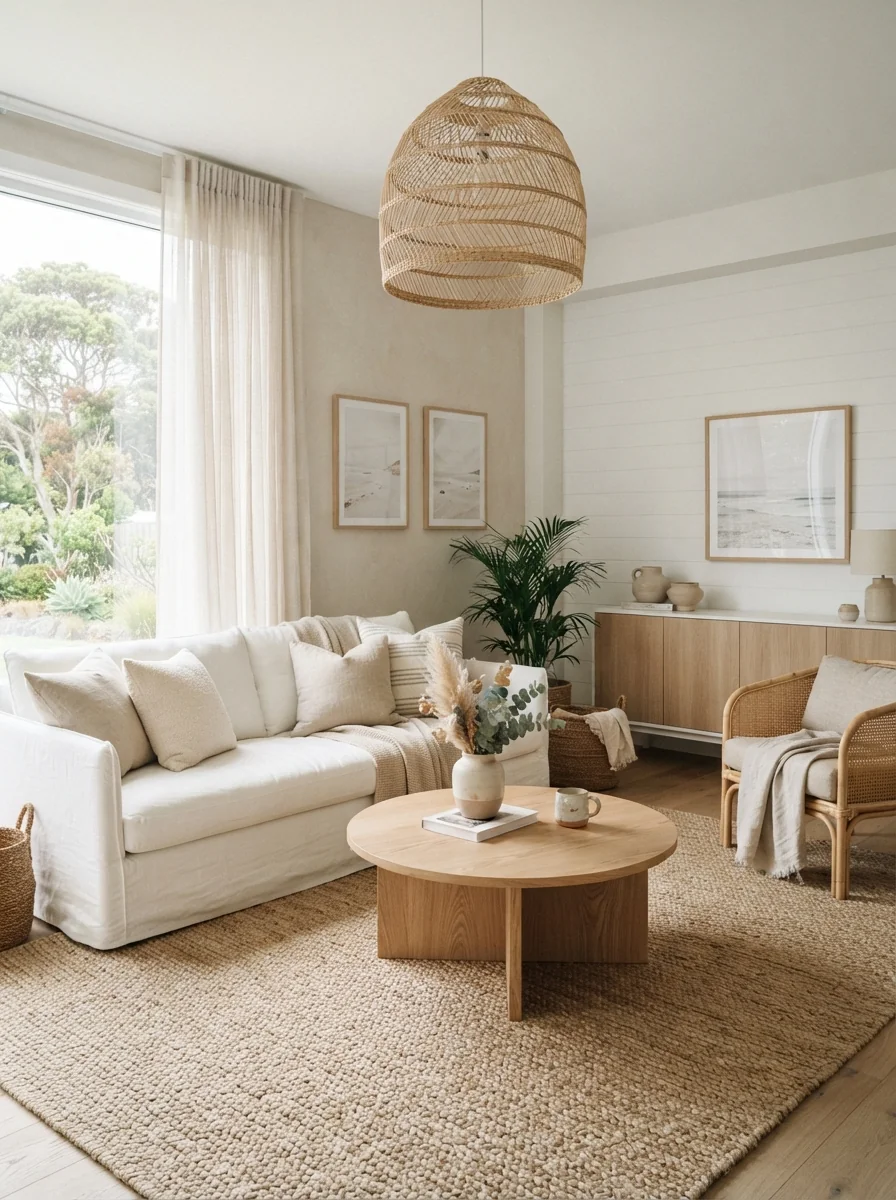 5. Coastal Organic Modern With Soft Sandy Tones