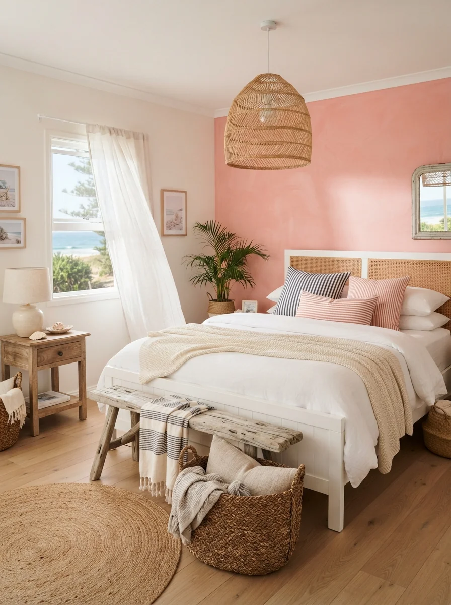 8. Coastal Pink Sunrise Bedroom
