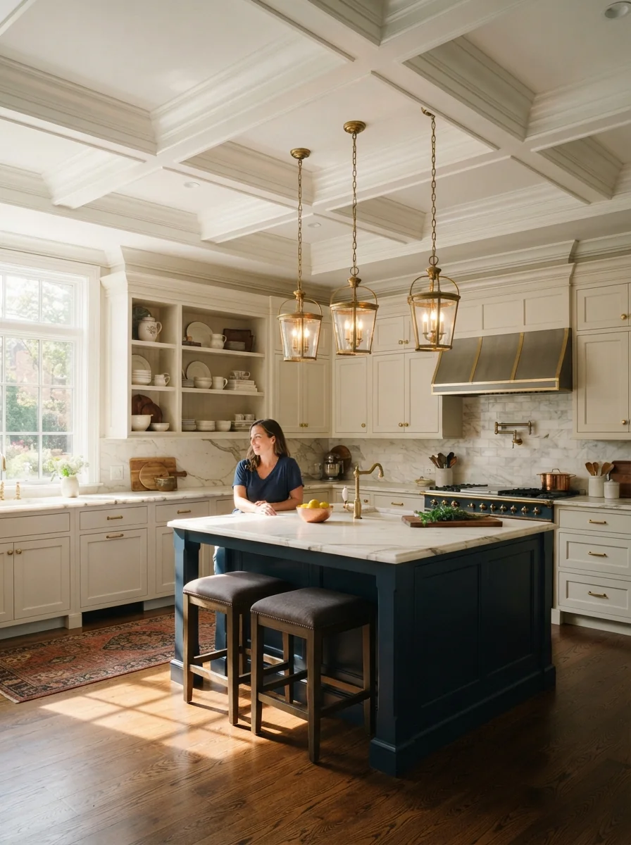 2. Coffered Ceiling With Timeless Traditional Charm