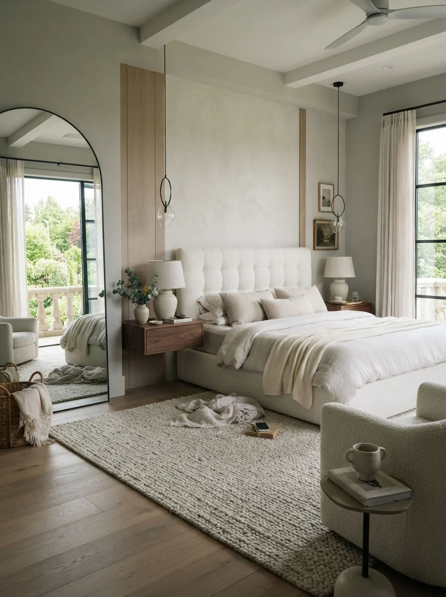 10. Contemporary Luxury Retreat With Cool Neutrals and Statement Lighting