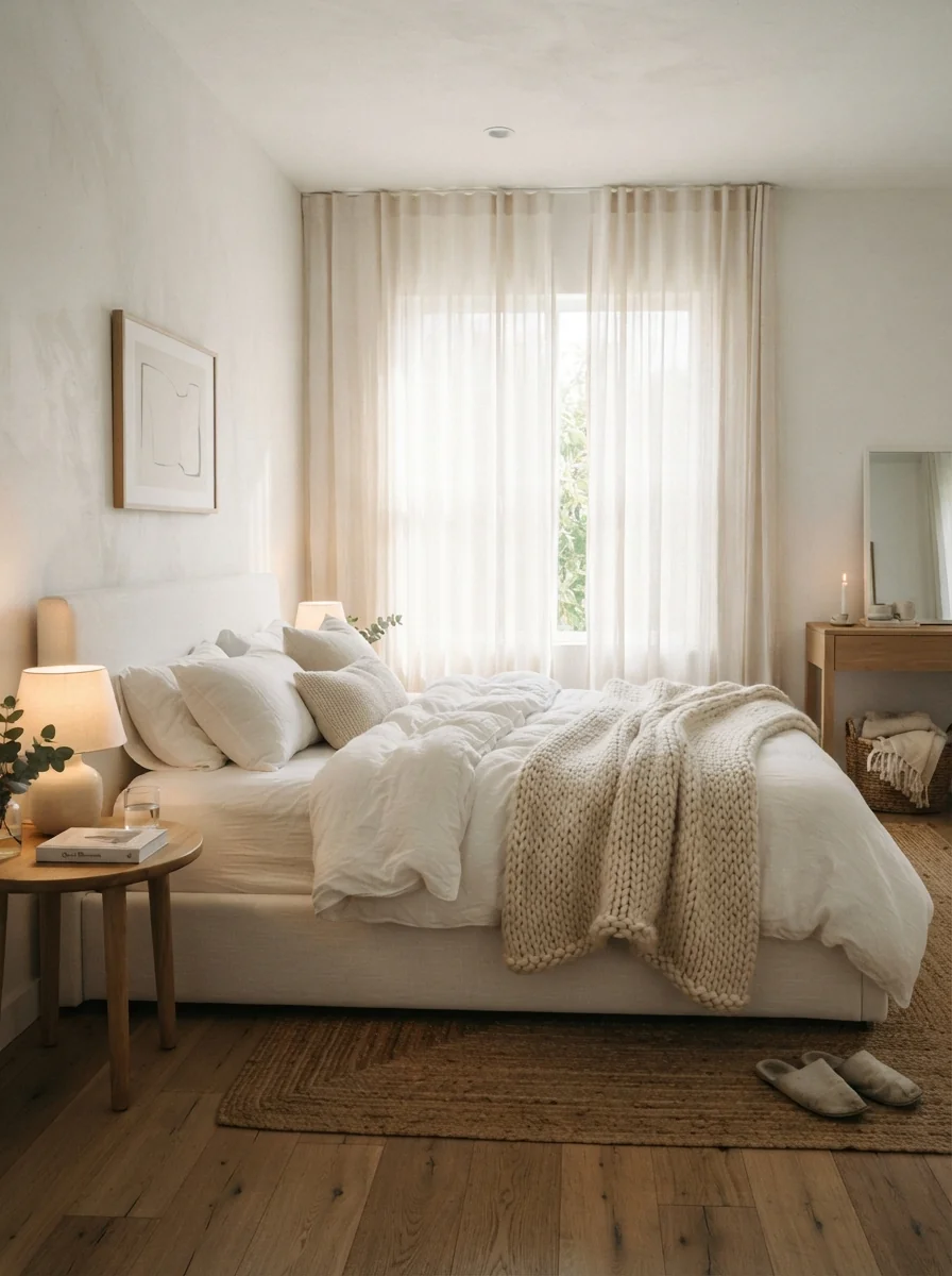 3. Crisp All-White Cloud Bedroom