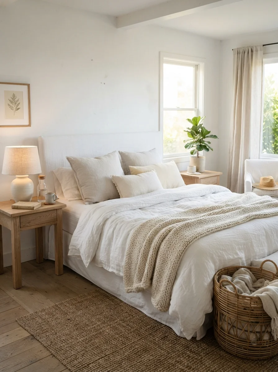 3. Crisp White Retreat With Soft Linen Layers