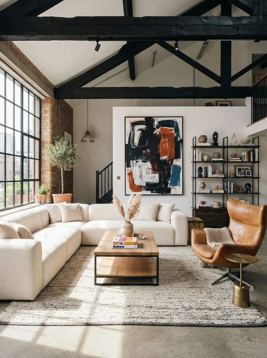 7. Dramatic Black Timber Ceiling Loft