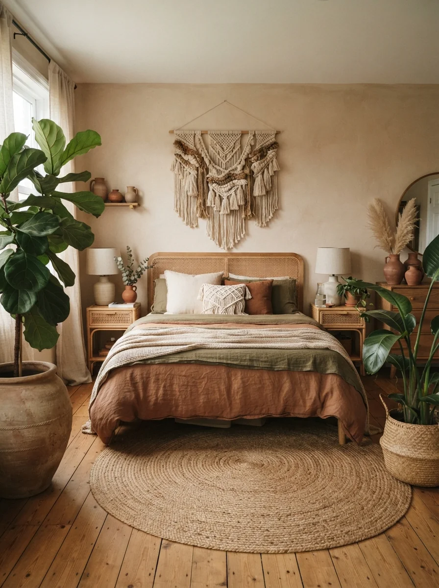 5. Earthy Boho Haven With Natural Textures