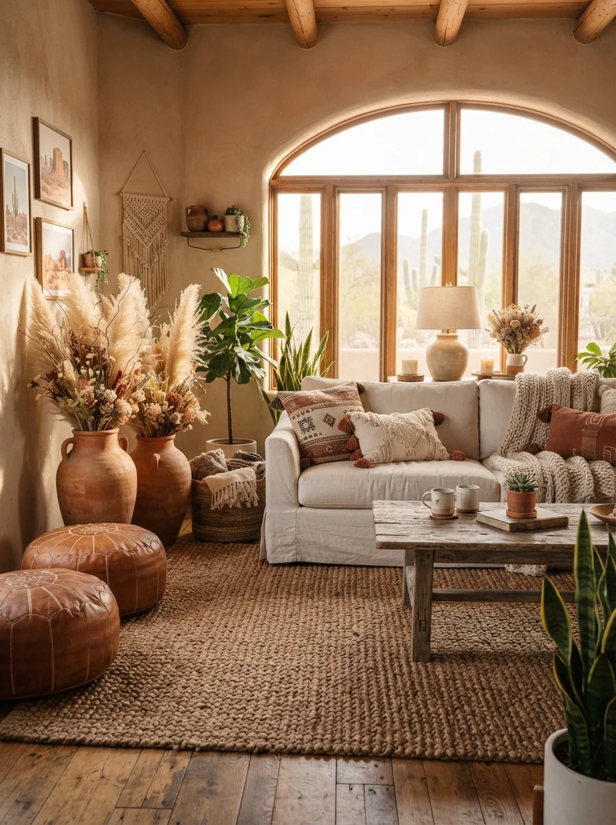 1. Earthy Desert Boho Retreat