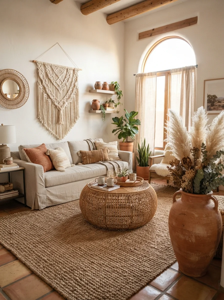 1. Earthy Desert Boho Retreat
