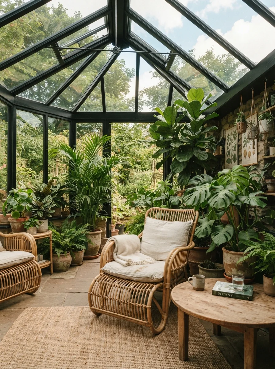 4. Indoor Garden Sunroom Wrapped in Glass