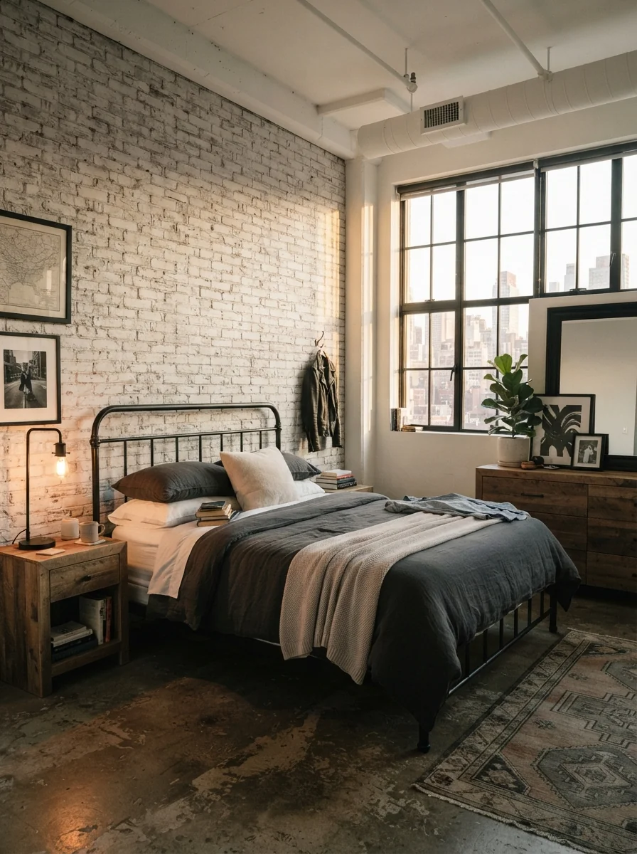 4. Industrial Loft With Bold Monochrome Style