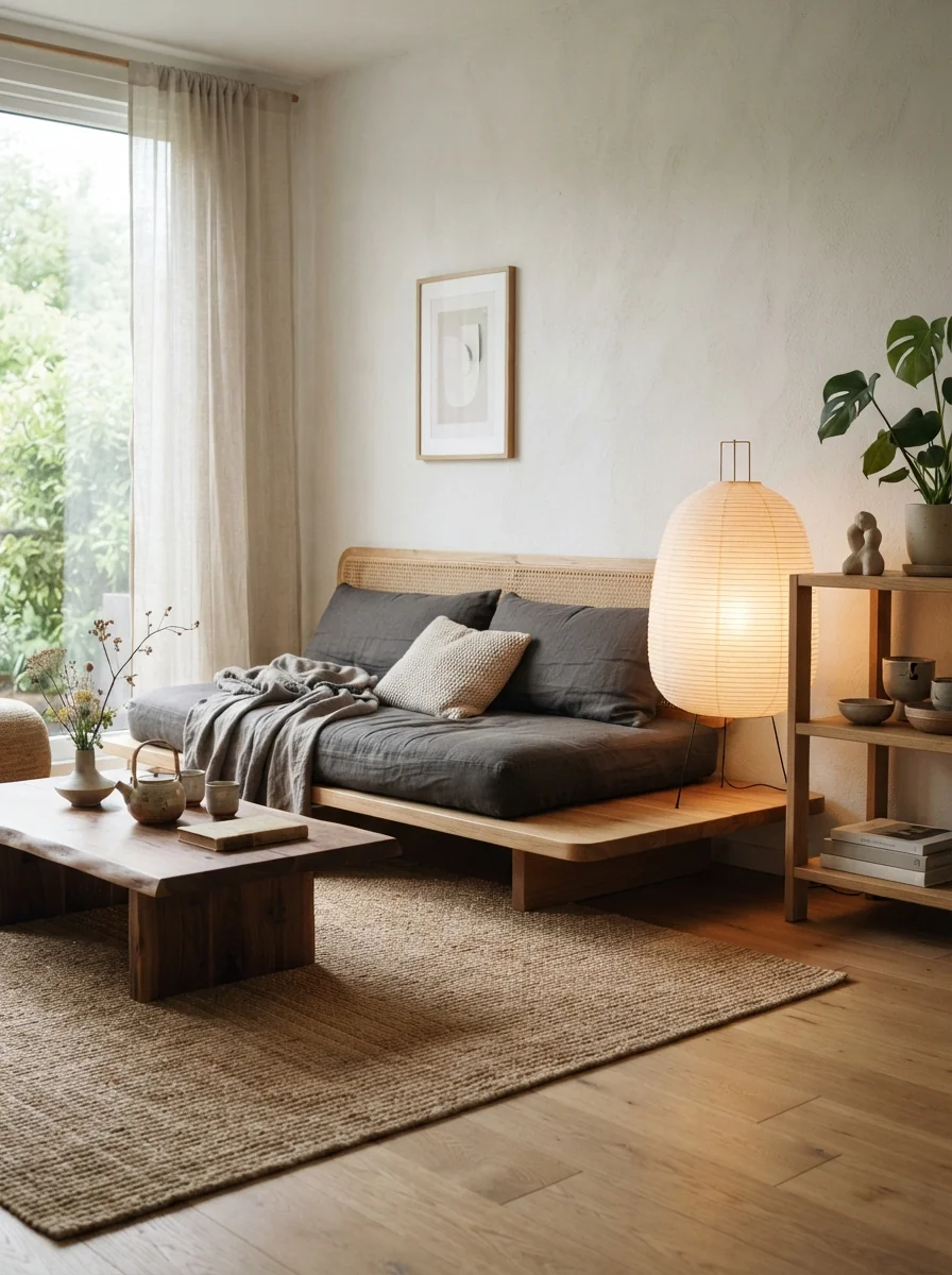 4. Japandi Calm Living Room
