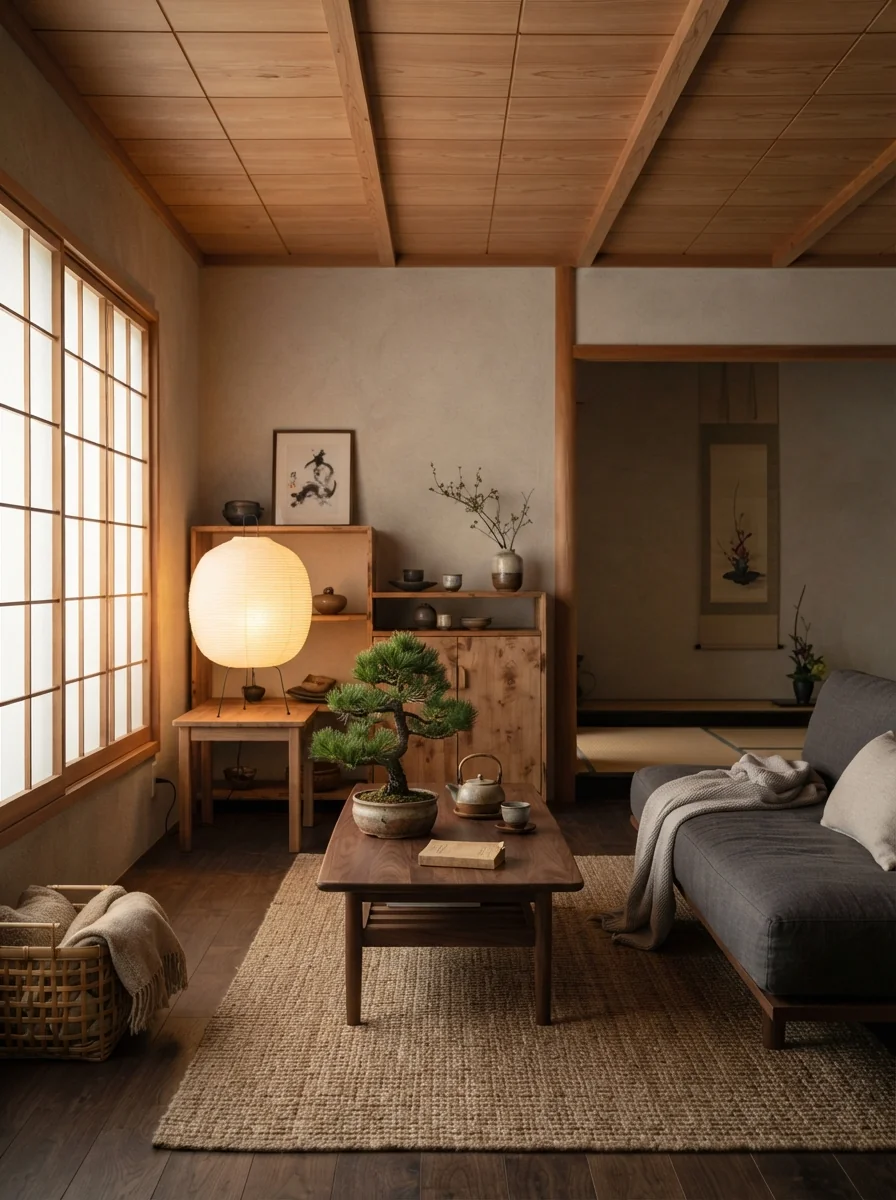 9. Japanese-Inspired Cedar Panel Ceiling With Zen Simplicity