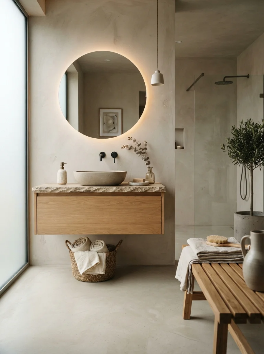 8. Luxe Japandi Bathroom With Peaceful Simplicity