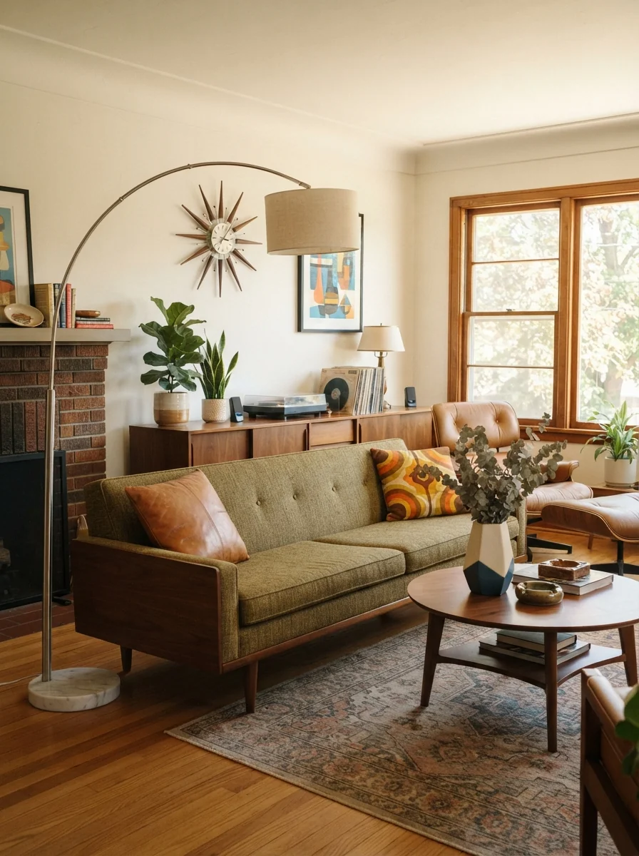 6. Mid-Century Modern Revival With Sculptural Decor