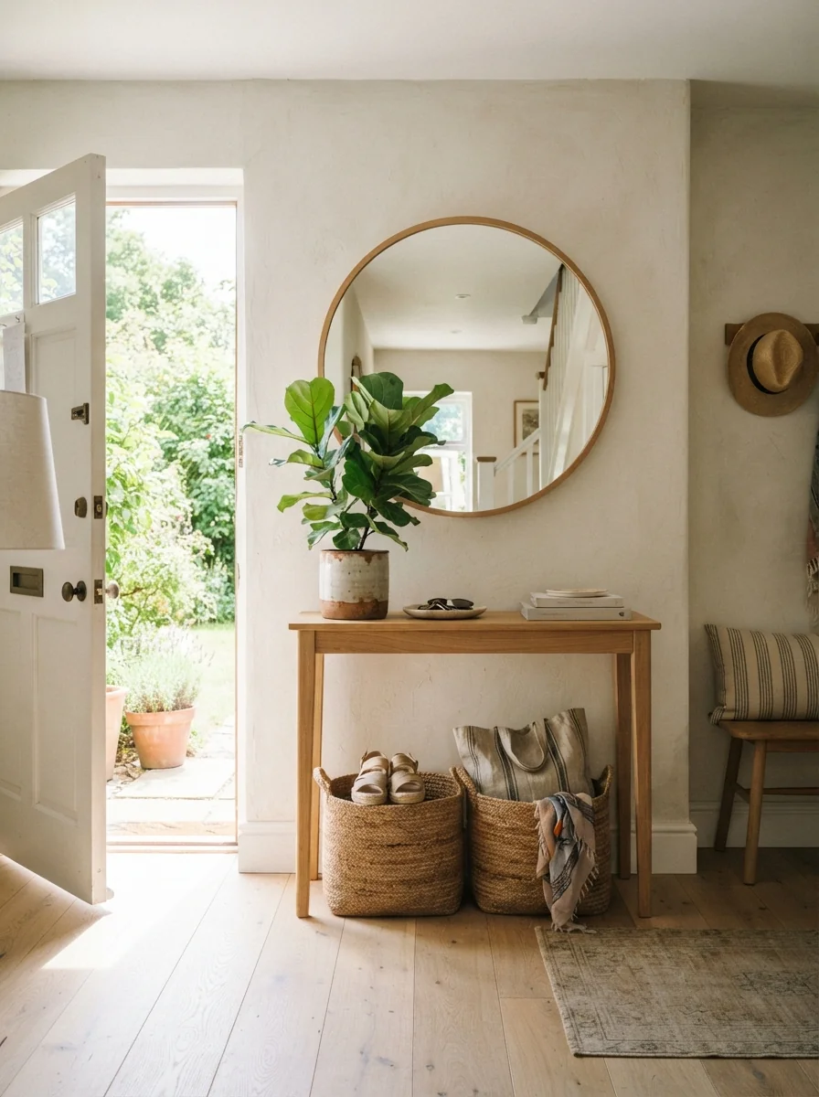 10. Minimalist Entryway With Fresh Summer Welcome