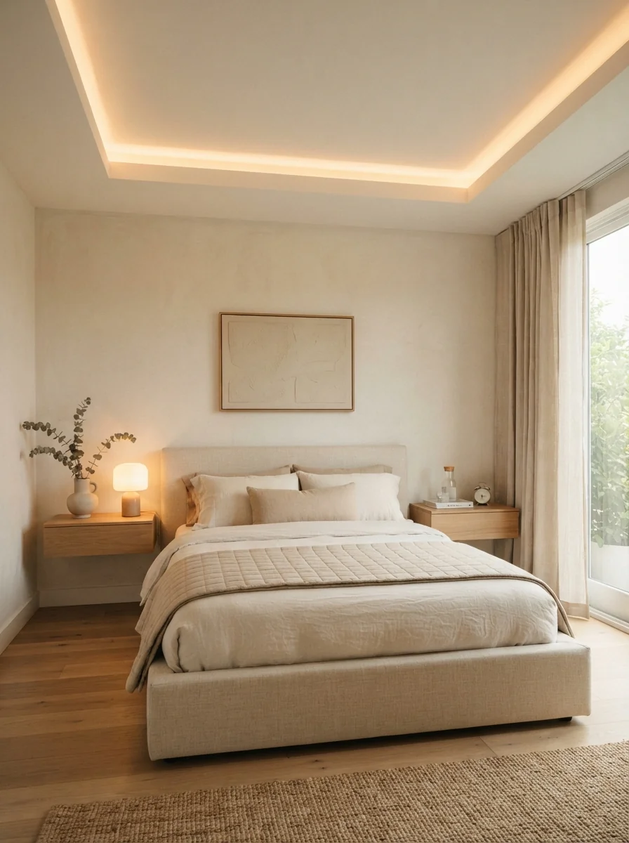 1. Minimalist Floating Tray Ceiling With Hidden LED Glow
