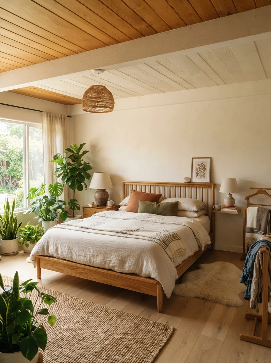 10. Mixed Wood and White Ceiling With Contemporary Organic Style