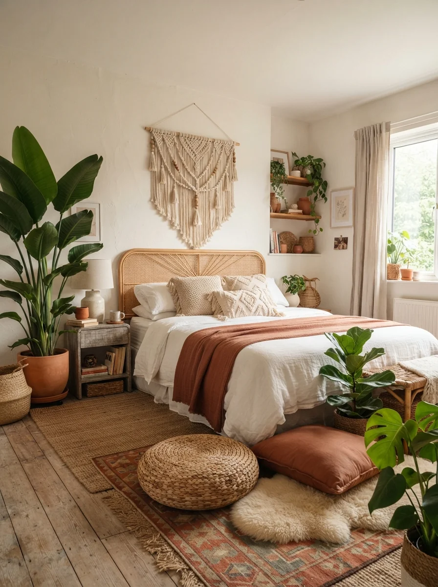 5. Modern Boho Sanctuary With Relaxed Earthy Style