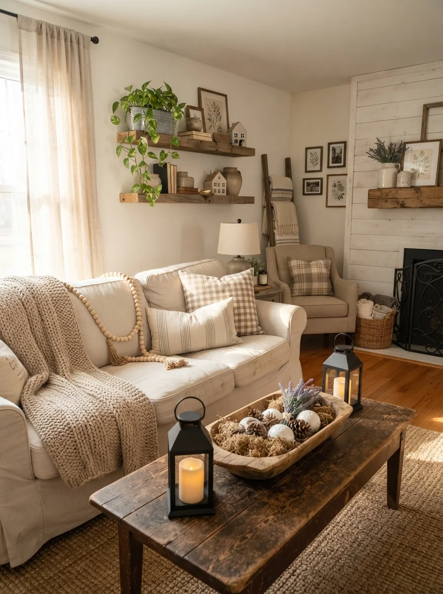 7. Modern Farmhouse Gathering Space With Rustic Warmth
