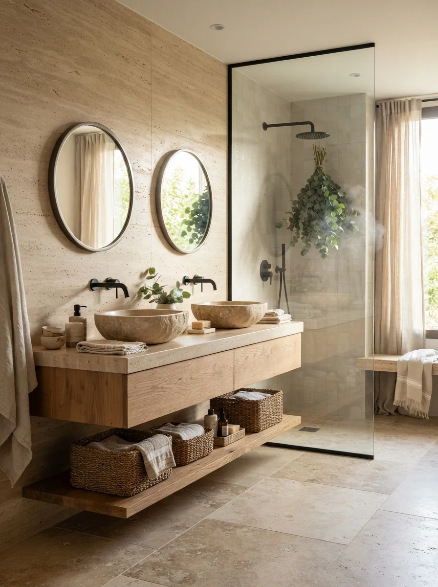 2. Modern Organic Spa Sanctuary With Natural Stone