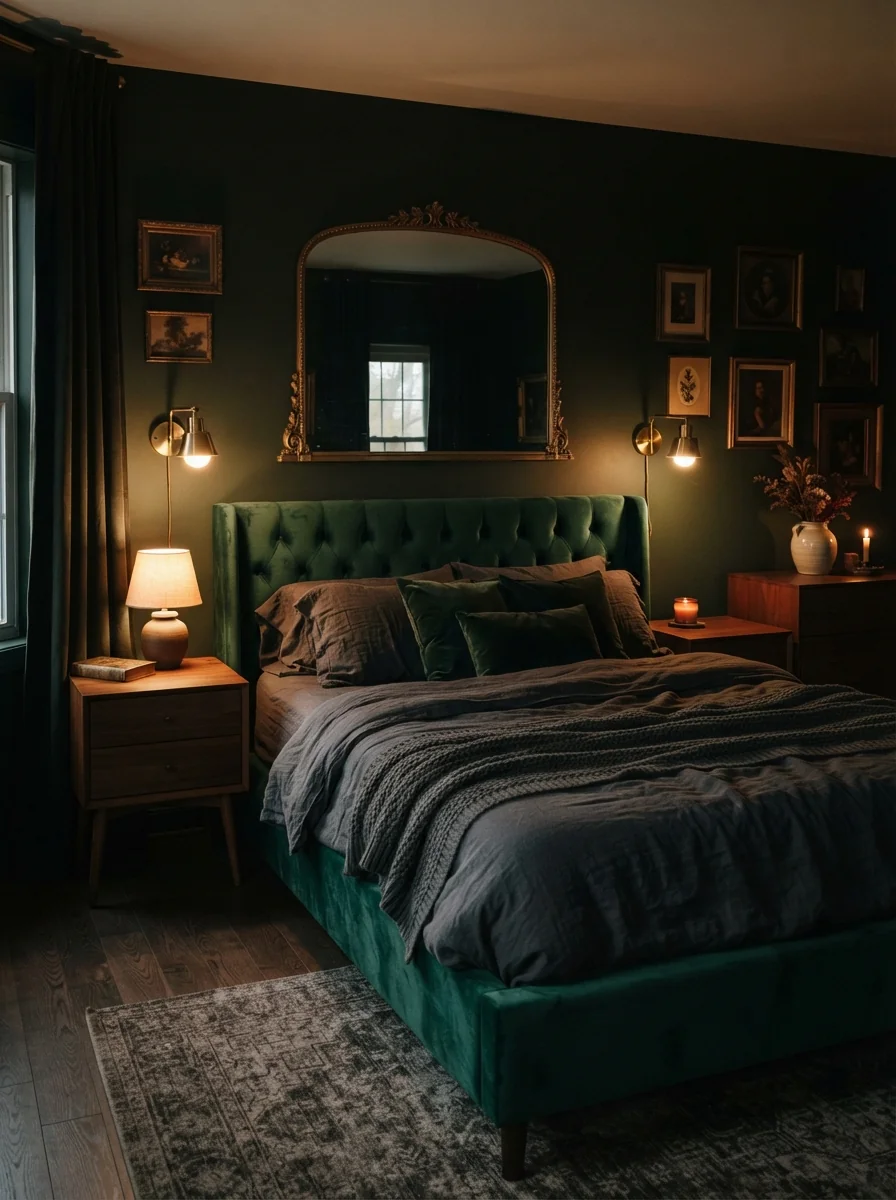 3. Moody Dark Haven With Velvet Luxury