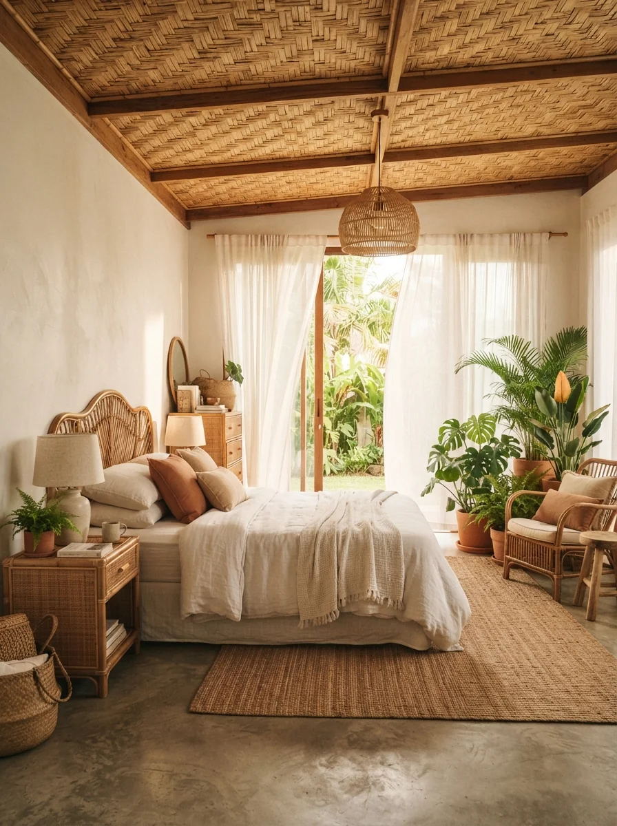 7. Natural Bamboo Ceiling Tropical Sanctuary