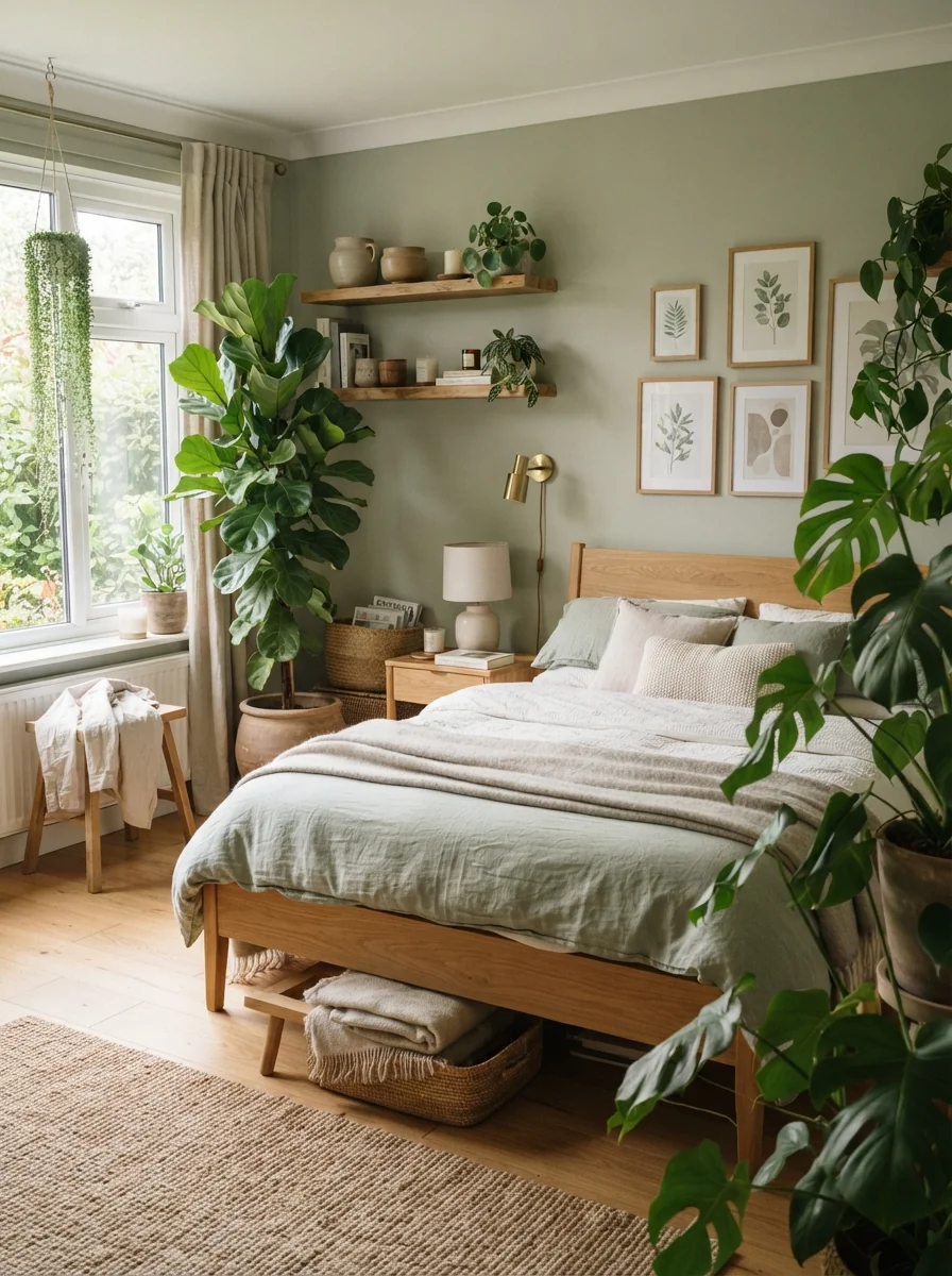 7. Nature-Inspired Green Minimalist Haven