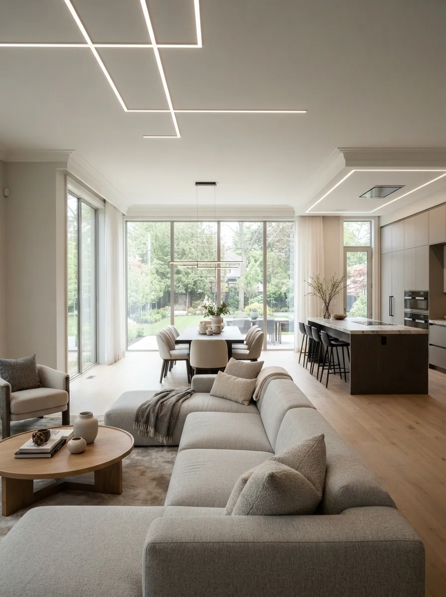 8. Open-Concept Family Room With Zoned Ceiling Lighting
