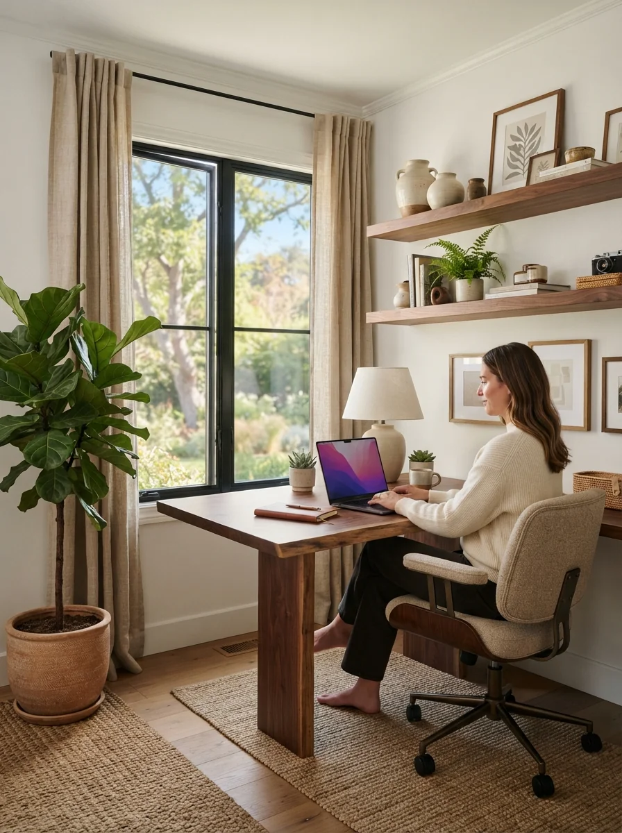6. Organic Home Office Designed For Creative Focus