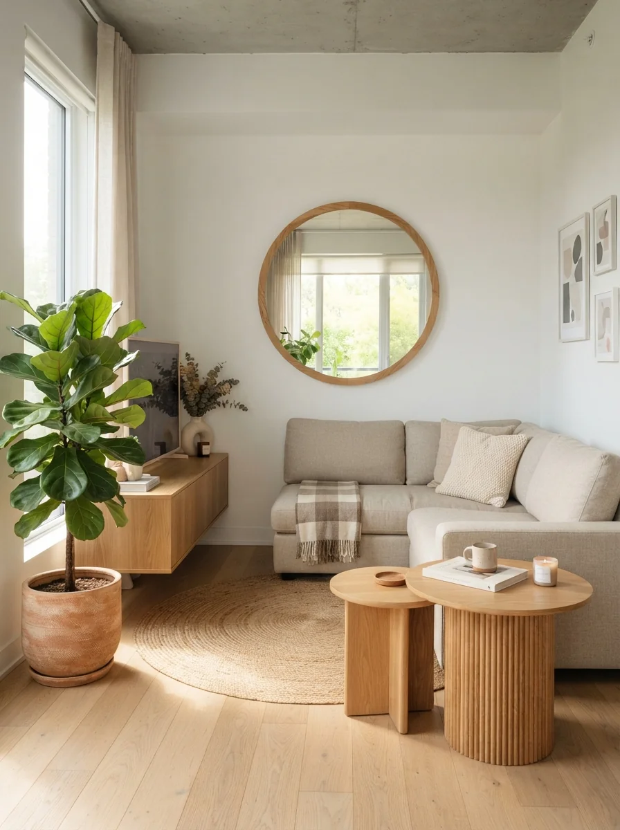 8. Organic Modern Apartment With Space-Saving Style