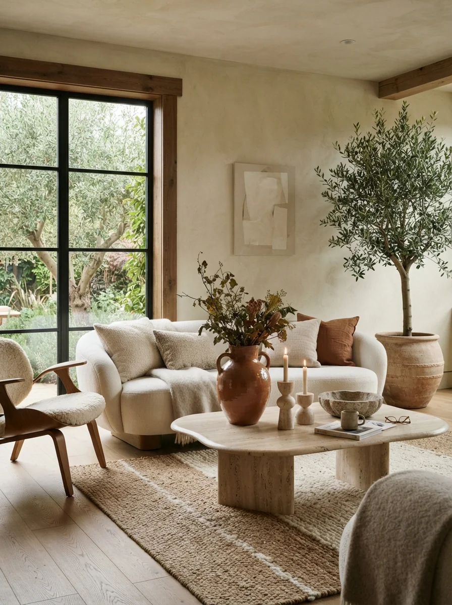 9. Organic Modern Sanctuary With Sculptural Simplicity