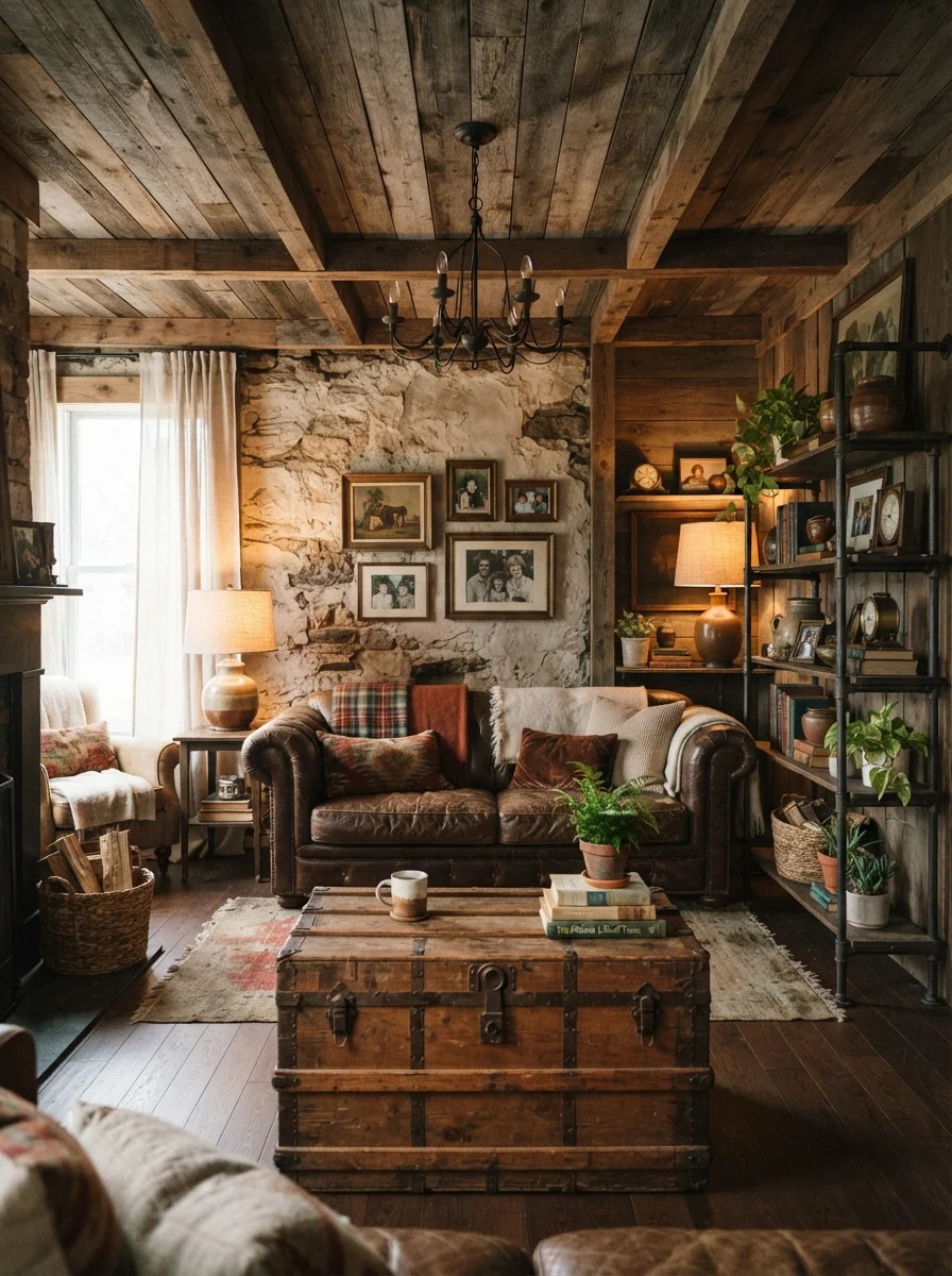 8. Reclaimed Barn Wood Ceiling With Vintage Character