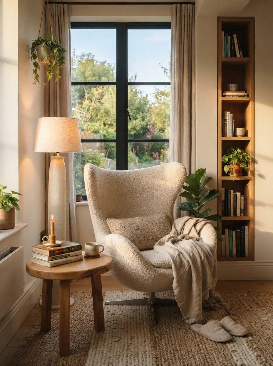 8. Relaxed Organic Reading Nook Full Of Texture