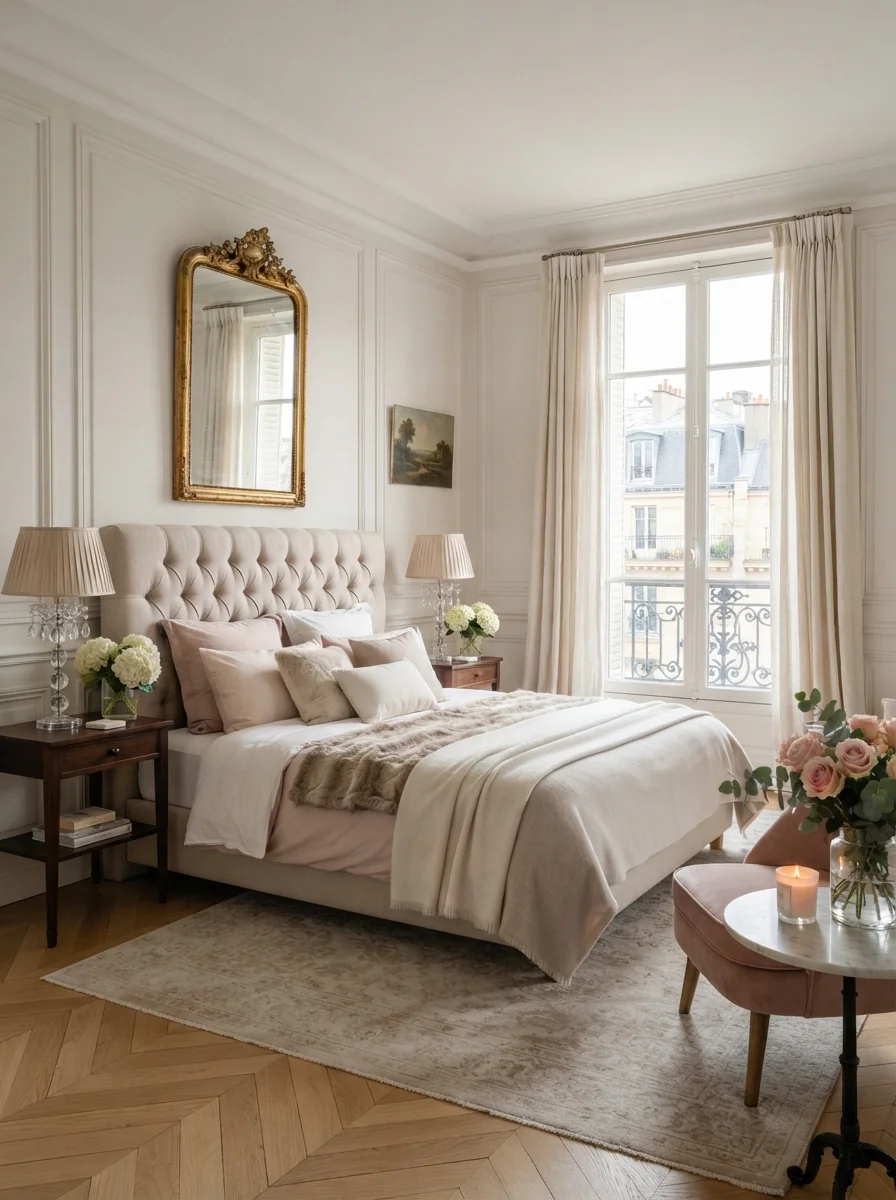 8. Romantic Parisian Bedroom With Elegant Details