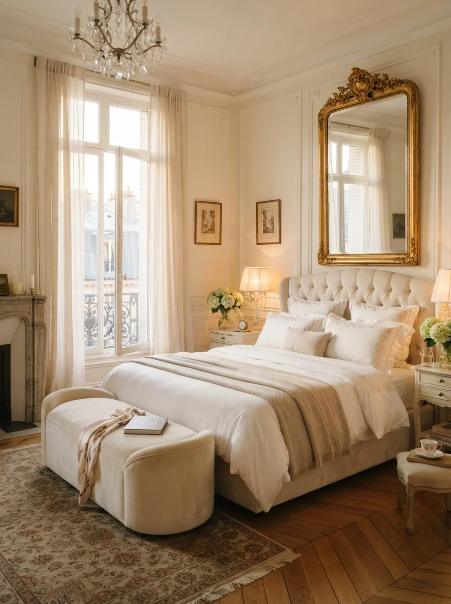 7. Romantic Parisian Bedroom With Elegant Softness