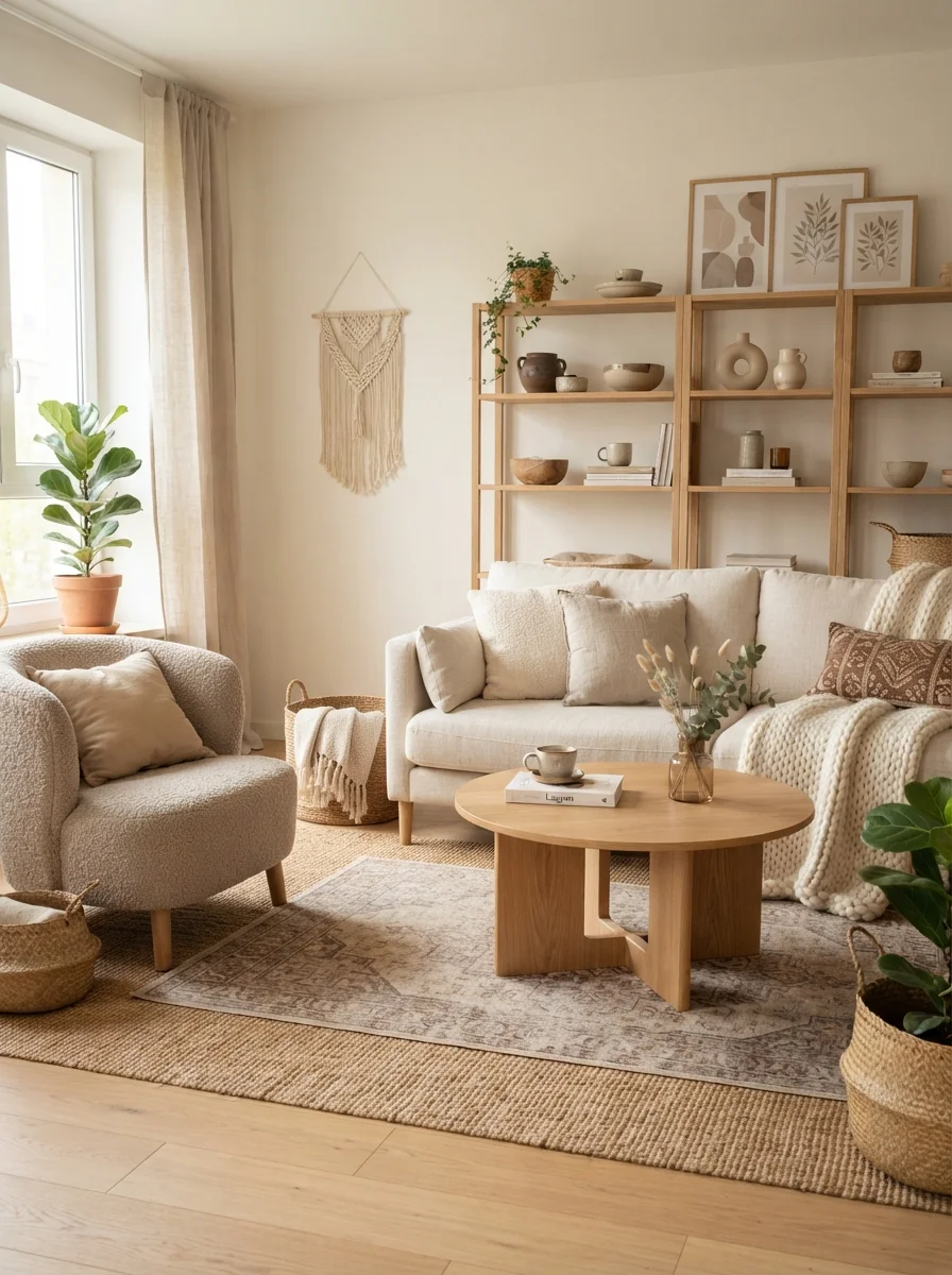 5. Scandinavian Boho Comfort Corner